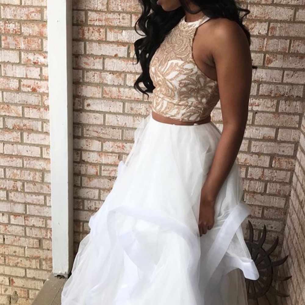 White and gold prom dress (2-piece)